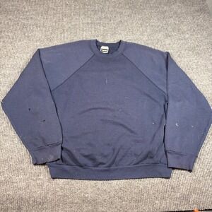 Vintage Tultex Sweatshirt Mens 2XL Blue Raglan Blank Distressed Made in USA 90s